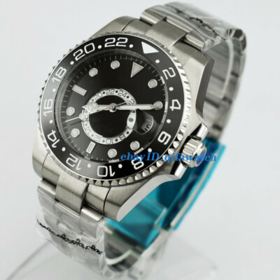 43mm sterile Black Dial 24 hours ceramic Bezel sapphire Automatic Watch Gift