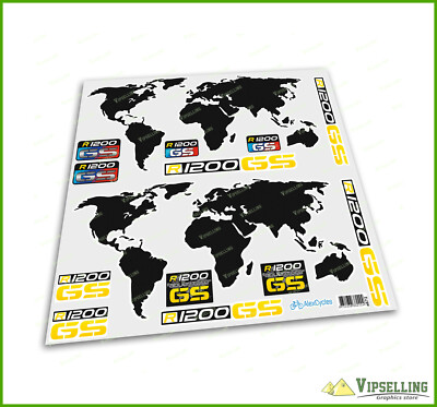 BMW Motorrad Motorsport R1200GS Adventure Yellow Map Laminated Decals Stickers