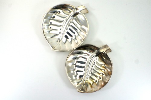 International Silver Company TRINKET DISH 8197 set 2 Leaf Shape Silverplate Vtg - Picture 3 of 7