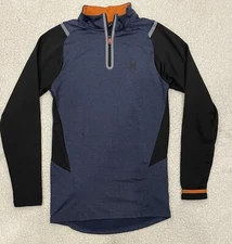 Spyder Active Shirt Mens Large Black Quarter Zip Pullover Stretch Athletic Logo