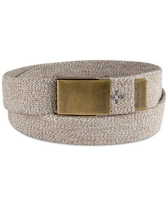 NWT SUN + STONE Stretch Webbing Plaque Buckle Khaki Dress Belt Sz XL 40 - 42