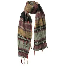 ALPHA STUDIO Art Women's 100% Wool Fancy Pink/Grey Scarf AD-2810S 