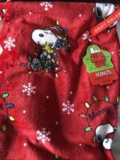 PEANUTS Snoopy  Woodstock RED CHRISTMAS Plush Throw 60  X 70  XTRA LONG FAST SHIP