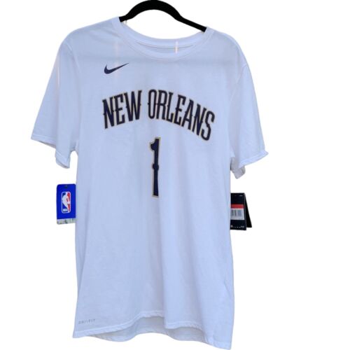 NIKE Men's Size L White New Orleans Pelicans Zion Williamson #1 Dri-FIT T-Shirt