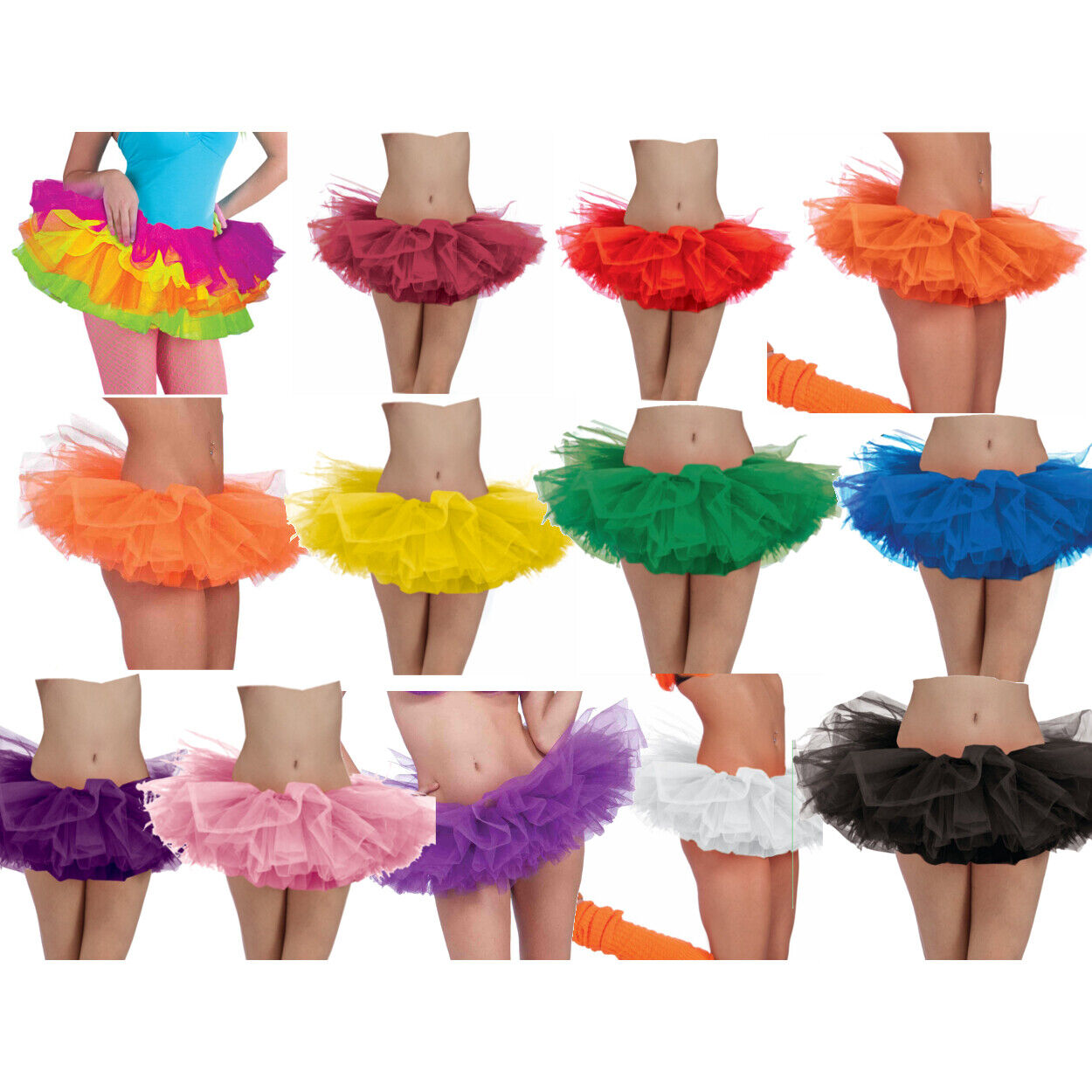 Adult Tutu (Choose Your Color) Ballerina Ballet Pettiskirt Elastic Costume
