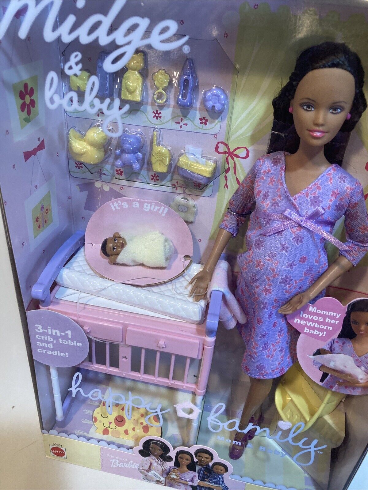 Barbie Midge Baby Happy Family Boneca grávida afro-americana 2002