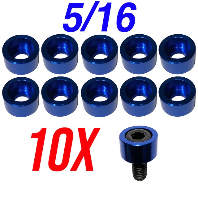 10X 5/16 Blue Anodized Hex Allen Head Bolt Cup Washer Bolt