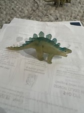 Vintage 1980s Dinosaur Chinasaur Stegosaurus Translucent Blue Rubber Toy Figure