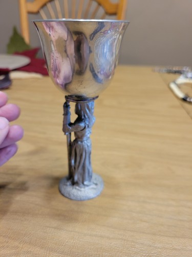 Vintage 1988 M. Gallo Pewter Drinking Cup w/ Knight Stem Medieval / Middle-Earth - Picture 17 of 17