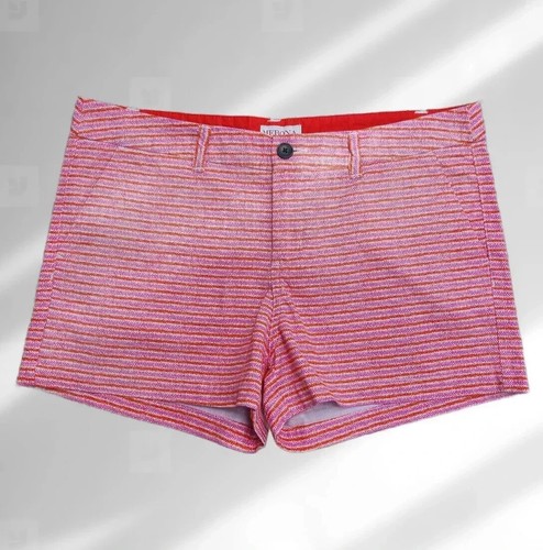 Merona Womens Pink Orange Striped Chino Shorts Size 10 Cotton - Picture 4 of 5