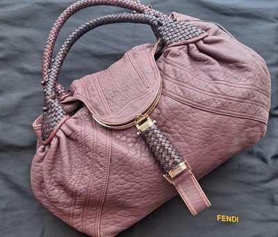 Fendi Spy Bag Purple Leather Braided Handle Champagne Gold