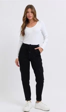 Judy Blue High-Rise Black Cargo Cuffed Jogger Jeans