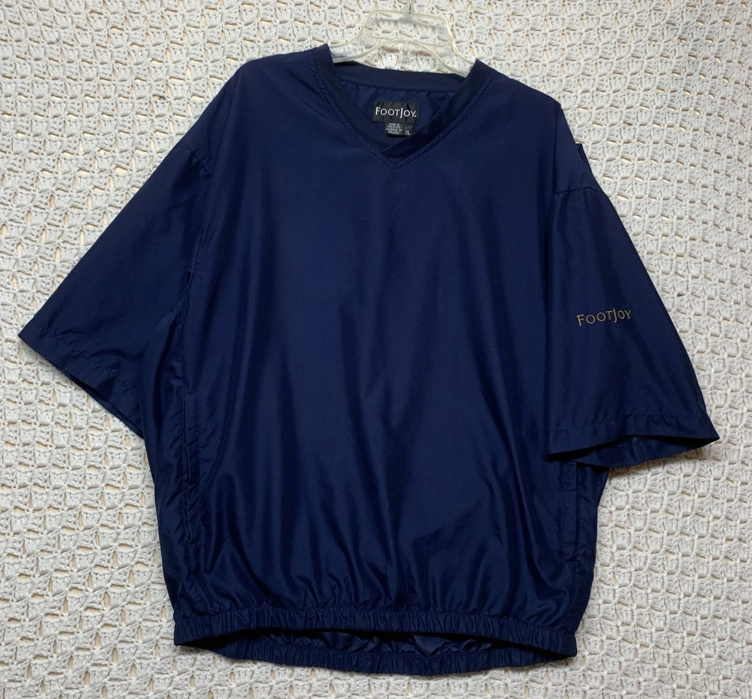 Footjoy Windbreaker Coat Jacket XL Navy Blue Golf Tour Dry Short Sleeve Outdoors