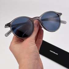Montblanc MB0324S 003 Sunglasses Unisex Grey/Blue Round for  display picture 3