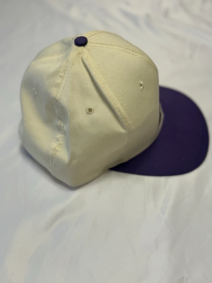 Vintage MLB Arizona DiamondBacks Logo 7 SnapBack White Hat Cap Purple Bill - Image 3 of 4