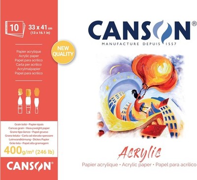 CANSON Zeichenpapierblock ''Acrylic'' 330 x 410 mm 400 g/qm 10 Blatt