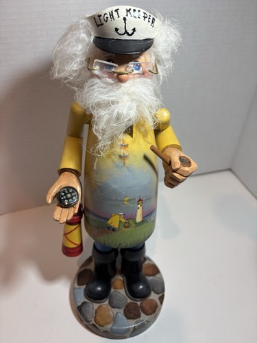 Zim’s Wood Light Keeper Nutcracker Painted Lighthouse Heirloom 1999