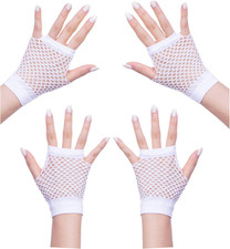 2 Pairs Short Fingerless Fishnet Gloves Neon Fishnet Gloves for Womens 80's Them