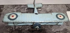 WW#1, BRITISH BIPLANE FIGHTER, TIN METAL TOY, Scale: 10" LENGTH, VINTAGE MADE 