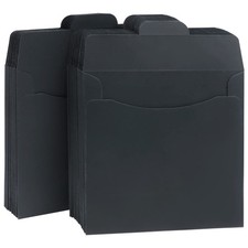 50 Pack Kraft Paper DVD Envelopes, Black Blank CD Paper Cardboard Storage Holder