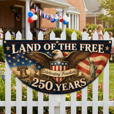 Land of the Free Fan Flag Patriotic USA Eagle 250 Years Freedom Decor