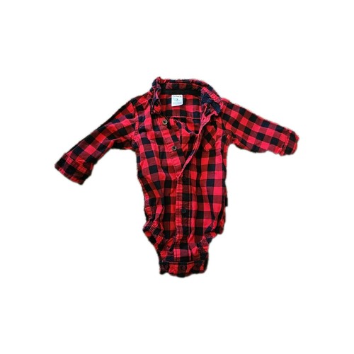 Carter’s Boys 3 Month One Piece Long Sleeve Buffalo Plaid Button Up Flannel