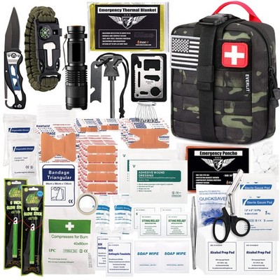 Everlit 250 Pieces Survival First Aid Kit Ifak Emt Molle Pouch Survival Kit