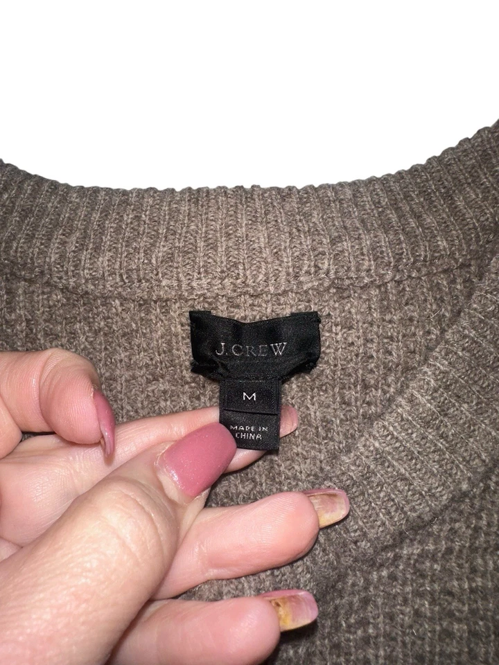 J Crew ягненка шерсти Henley свитер мужской средний бежевый вафли трикотажа длинным рукавом - Изображение 3 из 4