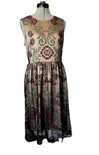 SALE! Sundance Size 12 Holiday Dress Lucky In Love Tank Floral Embroidered Mesh