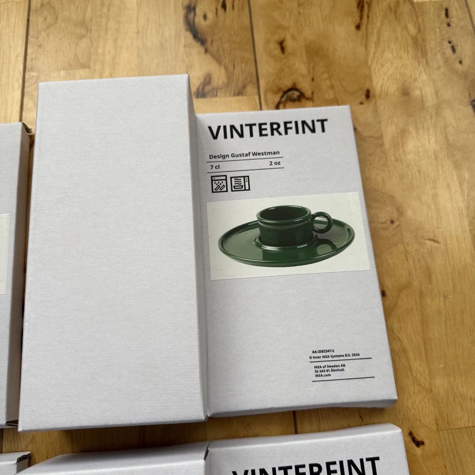 IKEA x Gustaf Westman Vinterfint a set of Pink&Green Cup & Saucer Porcelain x 4 - Image 4 of 4