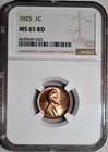 NGC MS-65 RD 1925-P Lincoln Cent, Cartwheeling, Full-Red Gem!