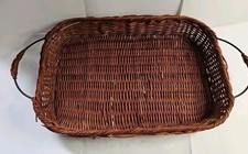 Woven Brown Basket Display Storage 10.5x15" Wired Handles