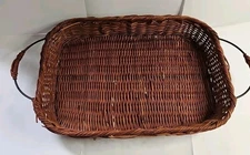 Woven Brown Basket Display Storage 10.5x15" Wired Handles