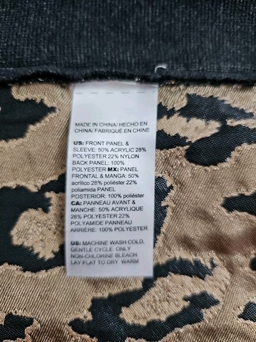 CHICO'S ~Size 2(US L)~ Gray Knit Open Front Long Cardigan Animal Woven Back NWT - Picture 18 of 20