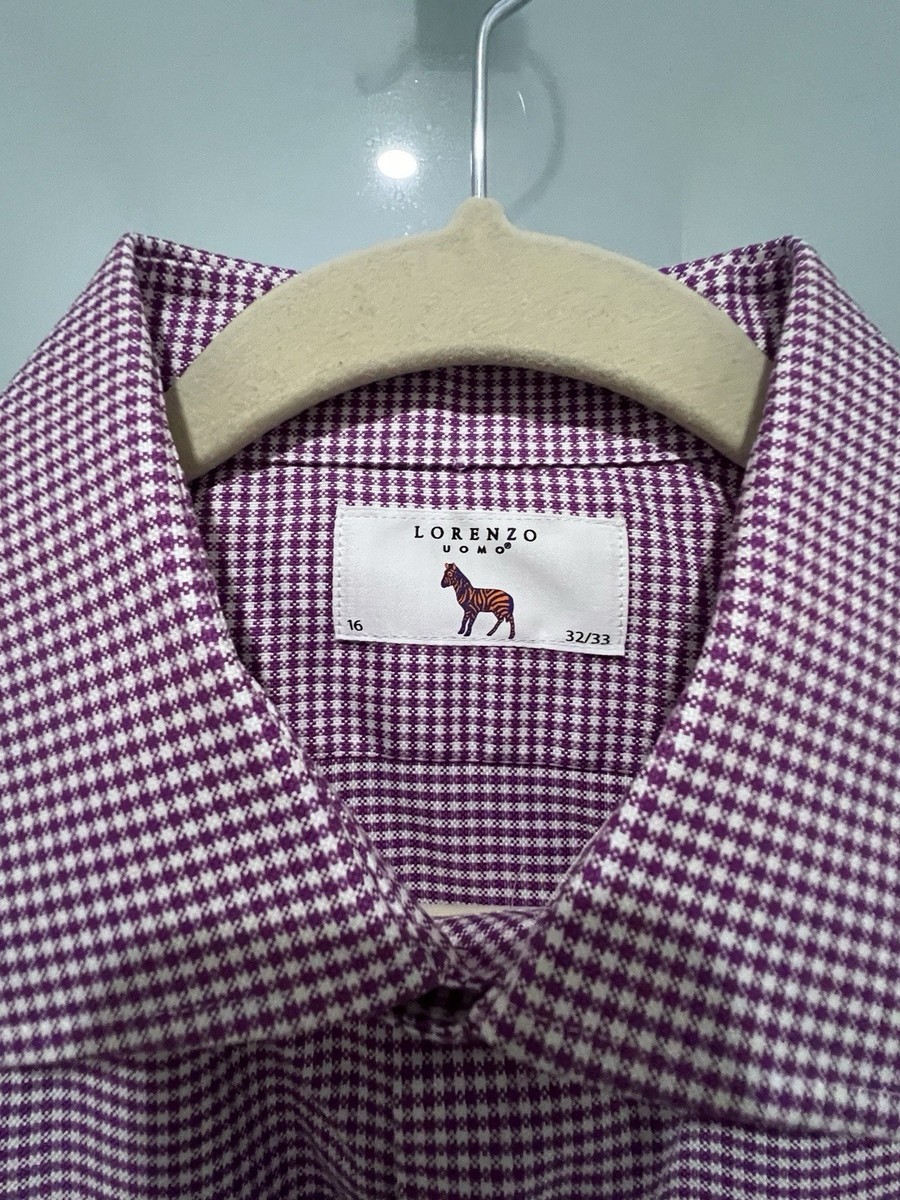 lorenzo uomo dress shirts Women's Modern Fit Dress Shirt in Light Blue Stripe M