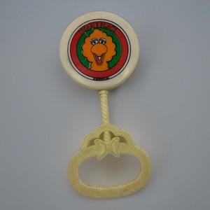 Vintage 90s Sesame Street Baby Rattle Teether Big Bird Made In Hong Kong