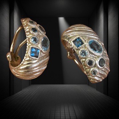 Judith Ripka Ohrclips Sterlingsilber verstreuter hellblauer Topas
