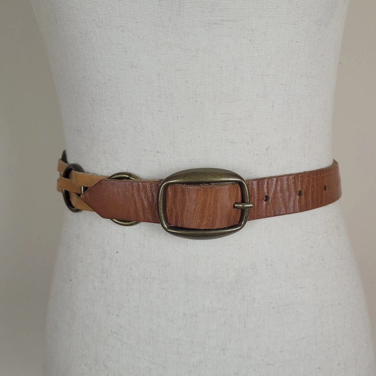 Vintage Brown Genuine Leather Wide Chain Link Belt Boho Western Medium M Brown Leather Chain Belts for Women for sale | eBay main image 2
