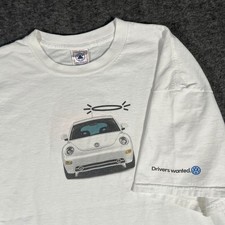 Vintage 90s Volkswagen Beetle Angel Devil Promo Graphic T-shirt 2XL White Delta