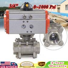 3/4" Pneumatic Air Actuated Double Acting Ball Valve Stainless-Steel 0 1000 psi