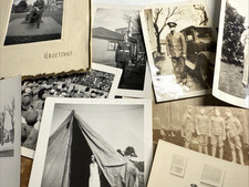 Antique Snapshot Photo Lot WWII Military Soldiers Navy Tent Train France