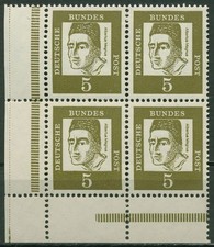 Bund 1961 Bedeutende Deutsche Ecke aus MHB 347 yb ER 9.8 4er-Block postfrisch
