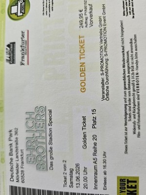2 Golden Tickets für Ehrlich Brothers mit Spitzenplätzen 2026 in Frankfurt 