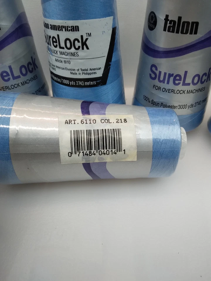 Coats & Clark Talon SureLock Thread Spool, 3000 Yds, Blue color #218 lot of 5 - Image 2 of 4