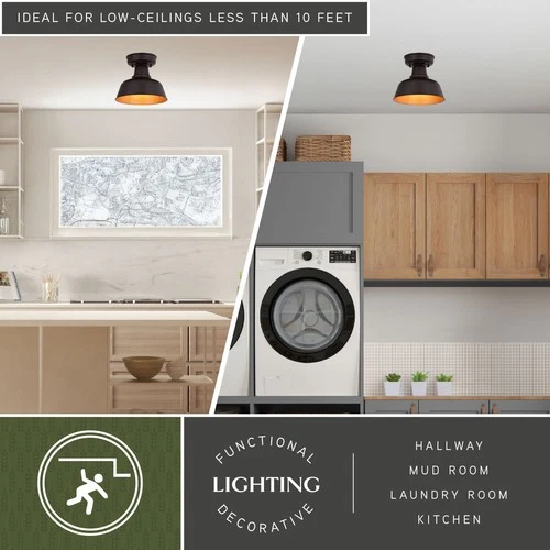 Vaxcel Lighting T0770 Cody 11"W Semi-Flush Outdoor Ceiling - Oil Rubbed Bronze / - Picture 8 of 10