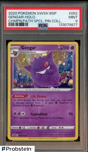 2020 Pokemon SWSH BSP Champion's Patch Special Pin Collection Gengar Holo PSA 9
