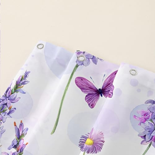 Purple Flower Butterfly Shower Curtain 72"W x 96"L (Pack of 1) Butterfly123 - Picture 3 of 6