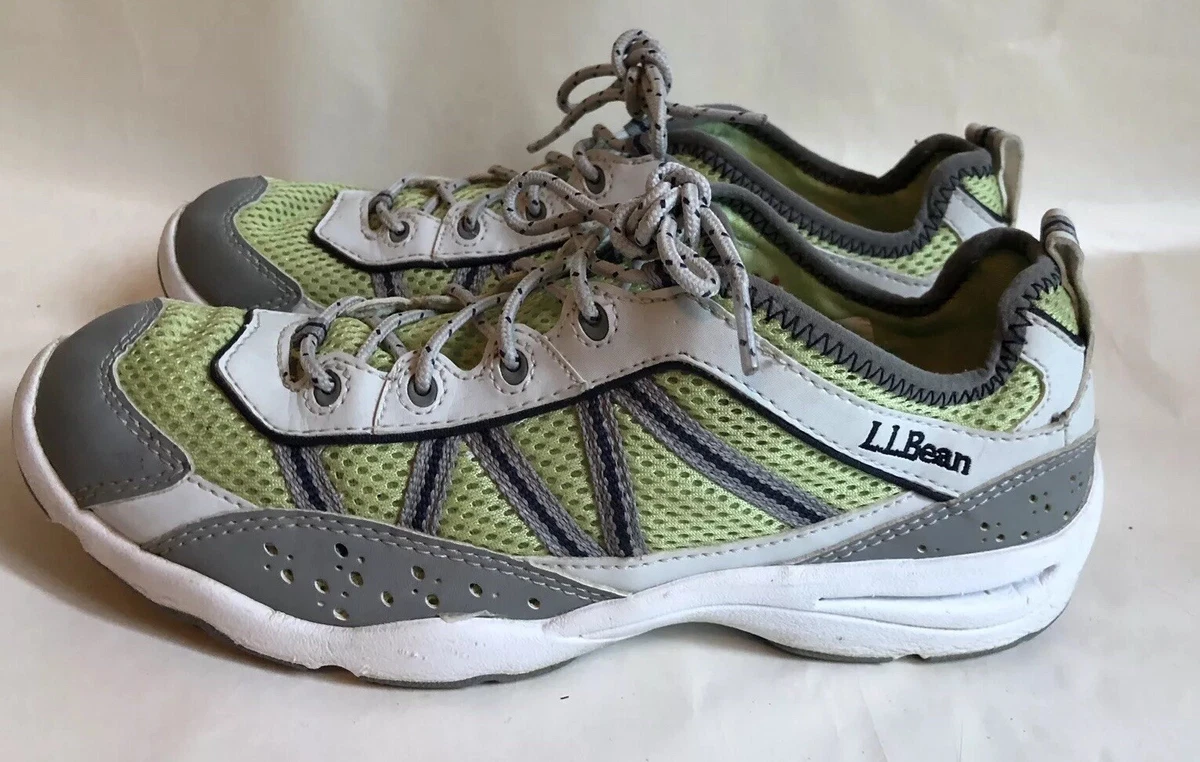 LL Bean Gray Green Water Shoes Athletic Lace Up Mesh Sneakers