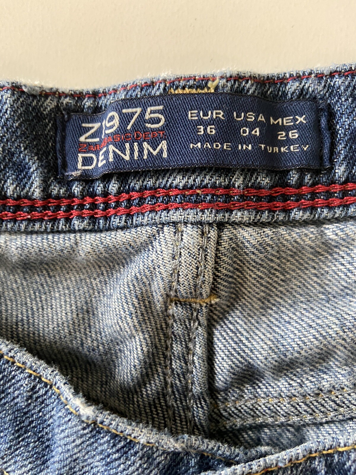 Zara Basic Denim Jeans Distressed Regular Fit Blu… - image 6