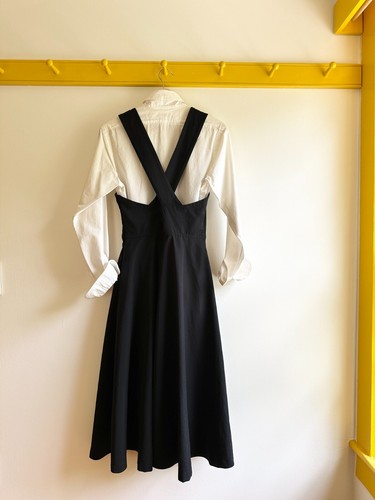 Vintage COMME DES GARCONS Tricot Japan cupro pinafore apron jumper dress S XS - Picture 5 of 10